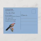 Surrealistische kunst met bloemen & vogels aankondigingskaart (Achterkant)