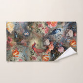 Surrealistische kunst met bloemen & vogels bad handdoek (Handdoek)