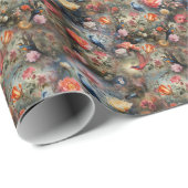 Surrealistische kunst met bloemen & vogels cadeaupapier (Rol Hoek)