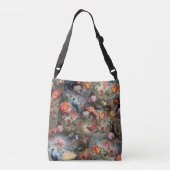 Surrealistische kunst met bloemen & vogels crossbody tas (Achterkant)
