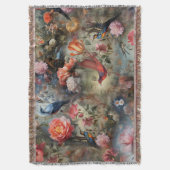 Surrealistische kunst met bloemen & vogels deken (Voorkant Verticaal)