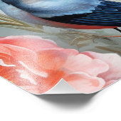 Surrealistische kunst met bloemen & vogels foto afdruk (Hoek)
