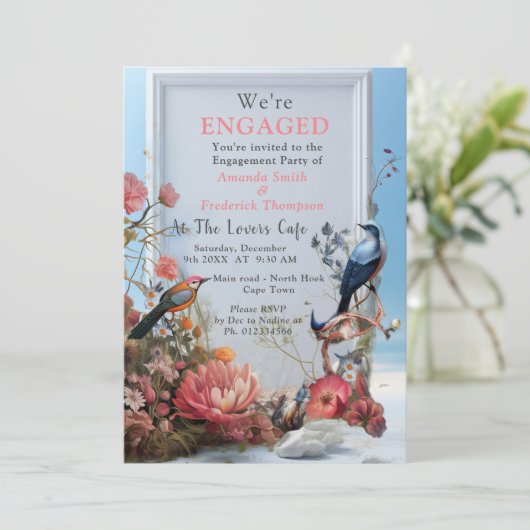 Surrealistische kunst met bloemen & vogels kaart (Staand voorkant)