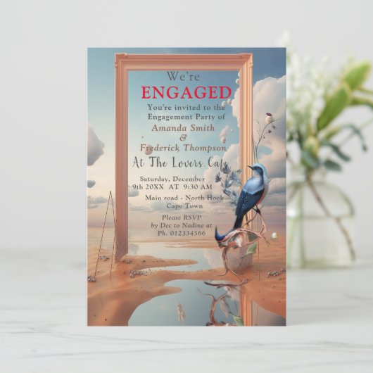 Surrealistische kunst met bloemen & vogels kaart (Staand voorkant)