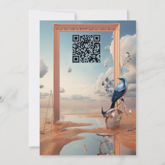 Surrealistische kunst met bloemen & vogels kaart (Achterkant)