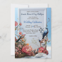 Surrealistische kunst met bloemen & vogels kaart