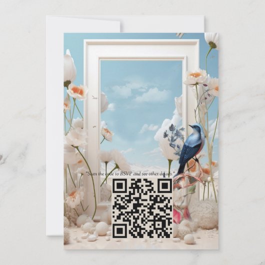 Surrealistische kunst met bloemen & vogels kaart (Achterkant)