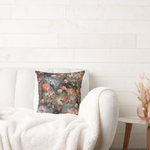 Surrealistische kunst met bloemen & vogels kussen