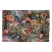 Surrealistische kunst met bloemen & vogels kussensloop (Achterkant)