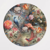 Surrealistische kunst met bloemen & vogels labels (Design 1)