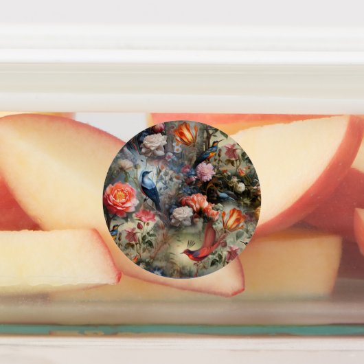 Surrealistische kunst met bloemen & vogels labels (Aangebracht)