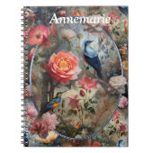 Surrealistische kunst met bloemen & vogels notitieboek (Voorkant)