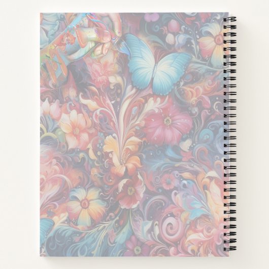 Surrealistische kunst met bloemen & vogels notitieboek (Achterkant)