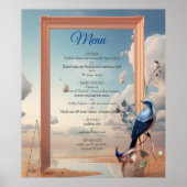 Surrealistische kunst met bloemen & vogels poster (Voorkant)