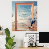 Surrealistische kunst met bloemen & vogels poster (Thuiskantoor)