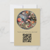 Surrealistische kunst met bloemen & vogels RSVP kaartje (Achterkant)