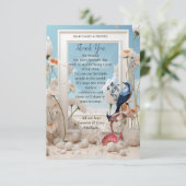 Surrealistische kunst met bloemen & vogels RSVP kaartje (Staand voorkant)