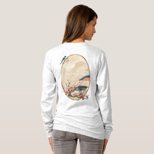 Surrealistische kunst met bloemen & vogels t-shirt (Achterkant volledig)