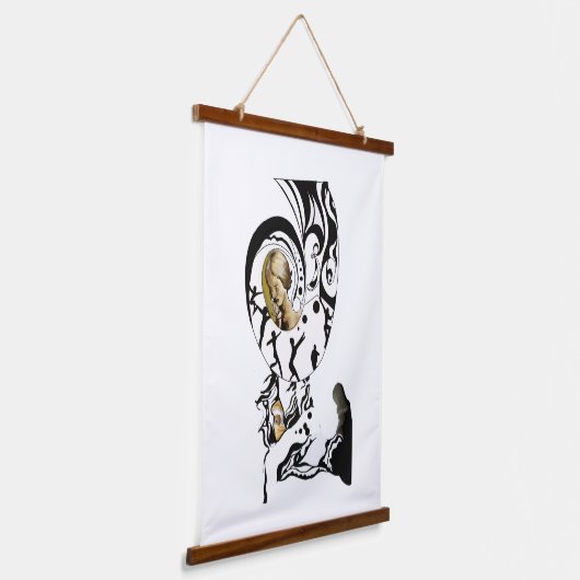 Surrealistische kunst Mono-spiraal Hout Bovenwerk  Hangend Wandkleed (Gebogen)