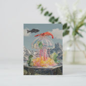 Surrealistische kwal collage briefkaart (Staand voorkant)