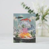 Surrealistische kwal salade collage briefkaart (Staand voorkant)