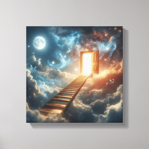 Surrealistische Ladder naar Hemelpoort Concept Canvas Afdruk