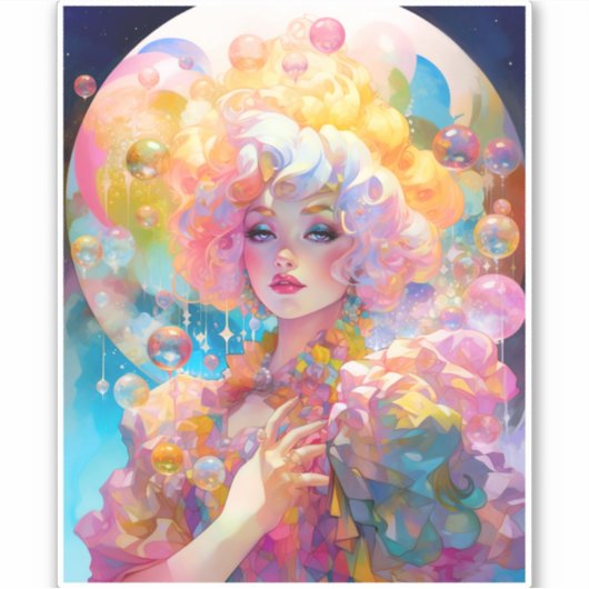 Surrealistische Lady Fantasy Kunst Sticker (Voorkant)