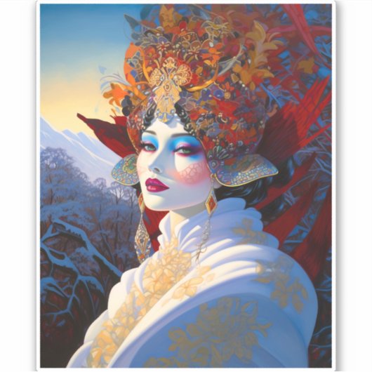 Surrealistische Lady Fantasy Kunst Sticker (Voorkant)