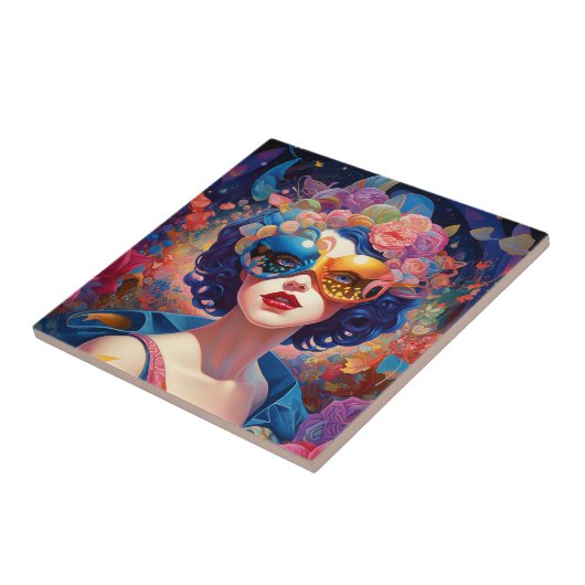 Surrealistische Lady Fantasy Kunst Tegeltje (Zijkant)