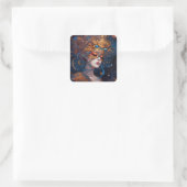 Surrealistische Lady Fantasy Kunst Vierkante Sticker (Tas)