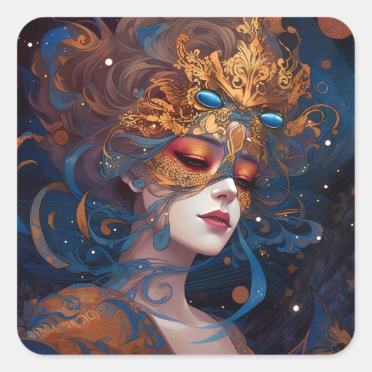 Surrealistische Lady Fantasy Kunst Vierkante Sticker (Voorkant)