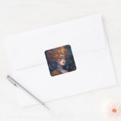 Surrealistische Lady Fantasy Kunst Vierkante Sticker (Envelop)