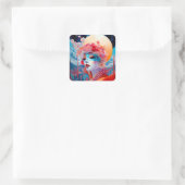 Surrealistische Lady Fantasy Kunst Vierkante Sticker (Tas)