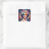 Surrealistische Lady Fantasy Kunst Vierkante Sticker (Tas)