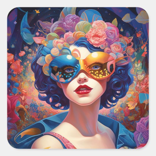 Surrealistische Lady Fantasy Kunst Vierkante Sticker (Voorkant)