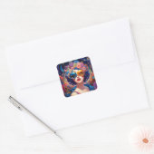 Surrealistische Lady Fantasy Kunst Vierkante Sticker (Envelop)