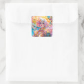 Surrealistische Lady Fantasy Kunst Vierkante Sticker (Tas)