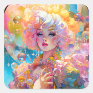 Surrealistische Lady Fantasy Kunst Vierkante Sticker