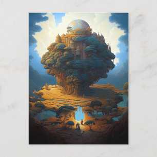 Surrealistische Landschap Earth Tower Fantasy Art Briefkaart