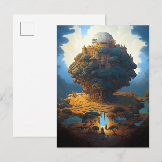 Surrealistische Landschap Earth Tower Fantasy Art Briefkaart (Voorkant / Achterkant)