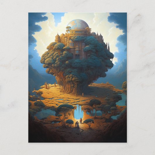 Surrealistische Landschap Earth Tower Fantasy Art Briefkaart (Voorkant)