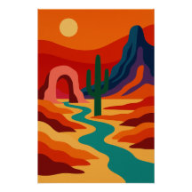 Surrealistische landschap met Levende kleuren