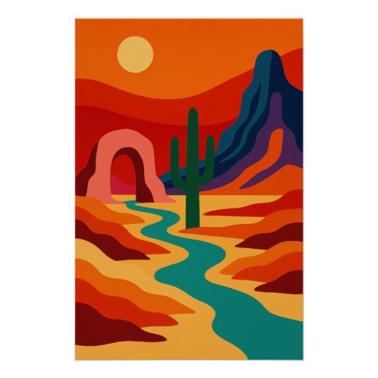 Surrealistische landschap met Levende kleuren Perfect Poster (Voorkant)