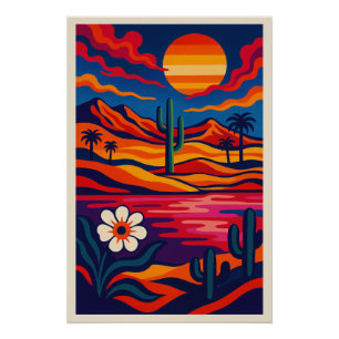Surrealistische landschap van de Vibrant Woestijn Perfect Poster