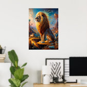 Surrealistische leeuwensafari poster (Thuiskantoor)