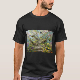 Surrealistische Lentetrap Slikt Wilde Bloemen T-shirt