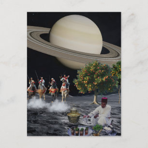 Surrealistische Marokkaanse Fantasia Saturn Ruimte Briefkaart