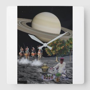 Surrealistische Marokkaanse Fantasia Saturn Ruimte Vierkante Klok