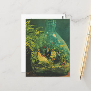 Surrealistische mensen die een feestje geven in ee briefkaart