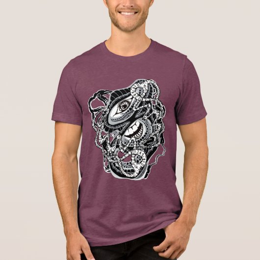 Surrealistische moderne Abstracte hersenbuiggezich Tri-Blend Shirt (Voorkant)